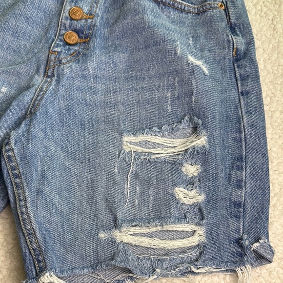 Free People We The Free Blue Denim Button Fly Jean Shorts - Picture 4 of 6